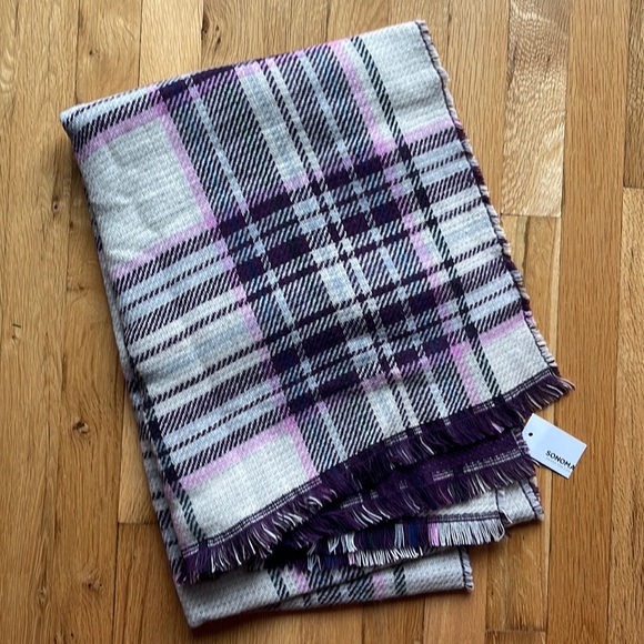 Purple Plaid Blanket Scarf - Picture 2 of 4